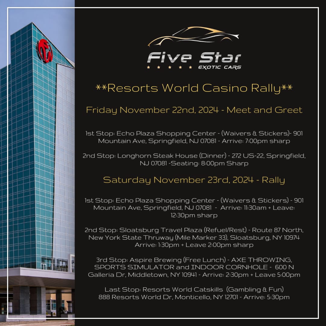 Five Star Rally The 2024 Resorts World Casino Rally – Five Star Exotic Cars