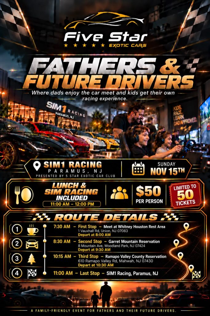 Fathers and Future Drivers event poster — November 15, 2026, New Jersey